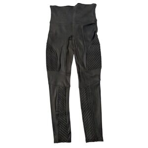 SPANX  Faux Leather Moto Leggings/Pants High Rise Paneled Stretch Large